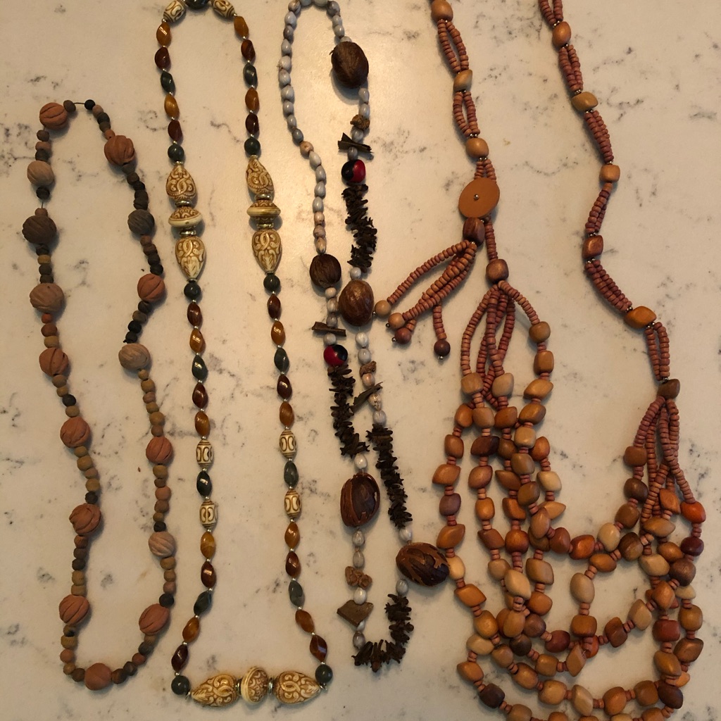 Collection Of 4 Boho Wood Bead Necklaces 15$
